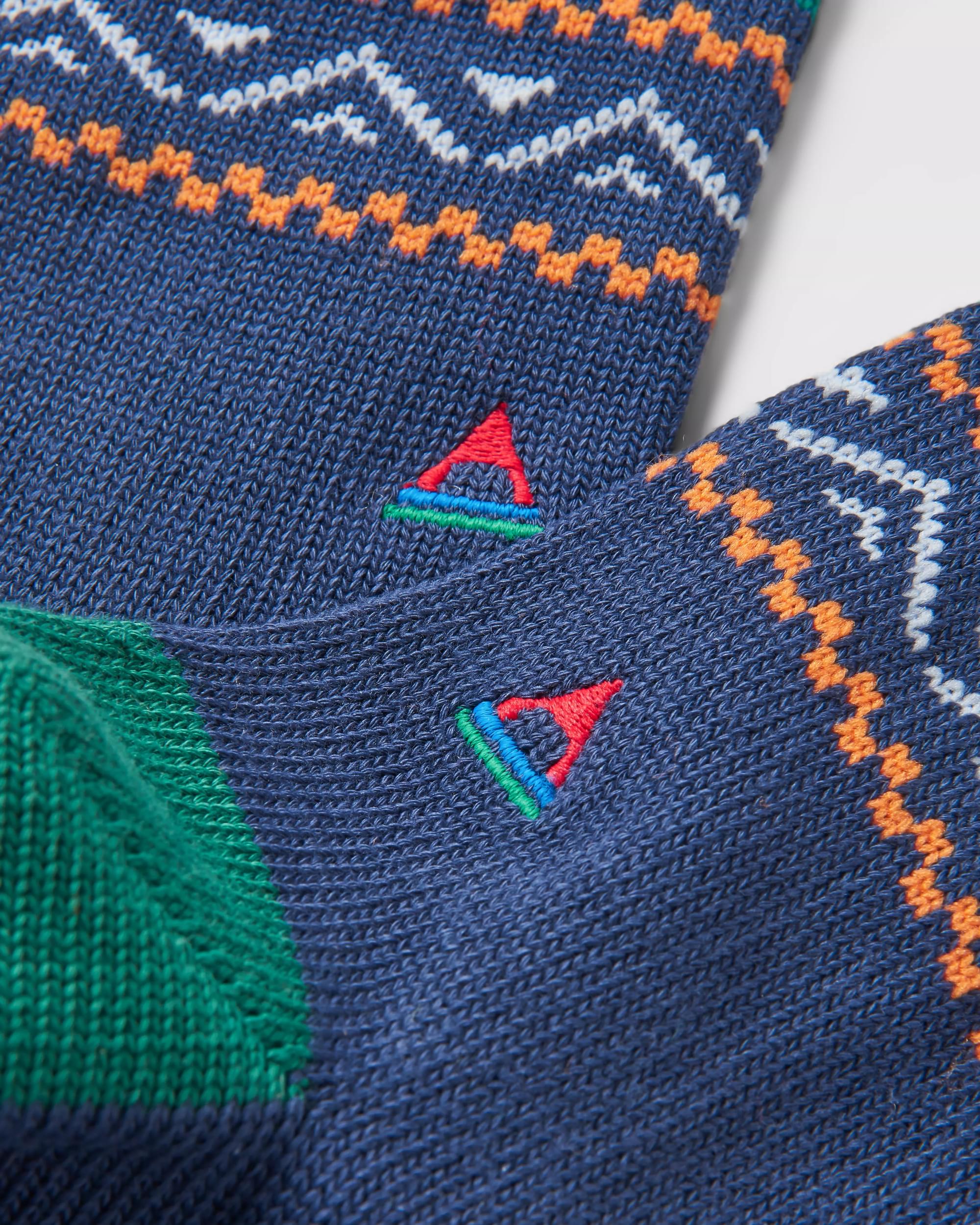 Organic Midweight Patterned Socks - Deep Navy