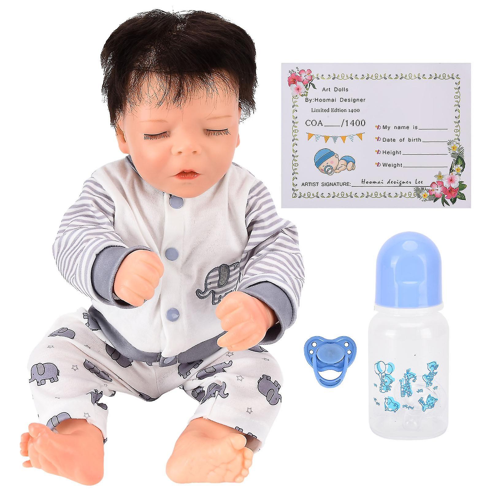 Reborn Infant Doll 18 Inch Lifelike Vivid Cute Newborn Baby Boy Doll with Clothes Pacifier Gift Decoration