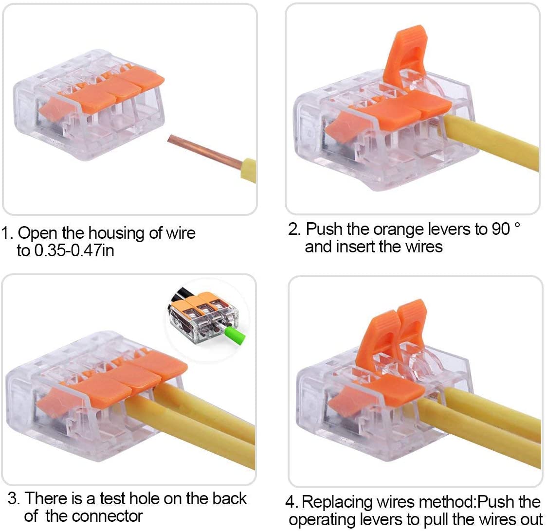 HTCELLE Lever Wire Connectors，75 Pcs Wire Connector Assortment Pack Compact Splicing Connector Kit