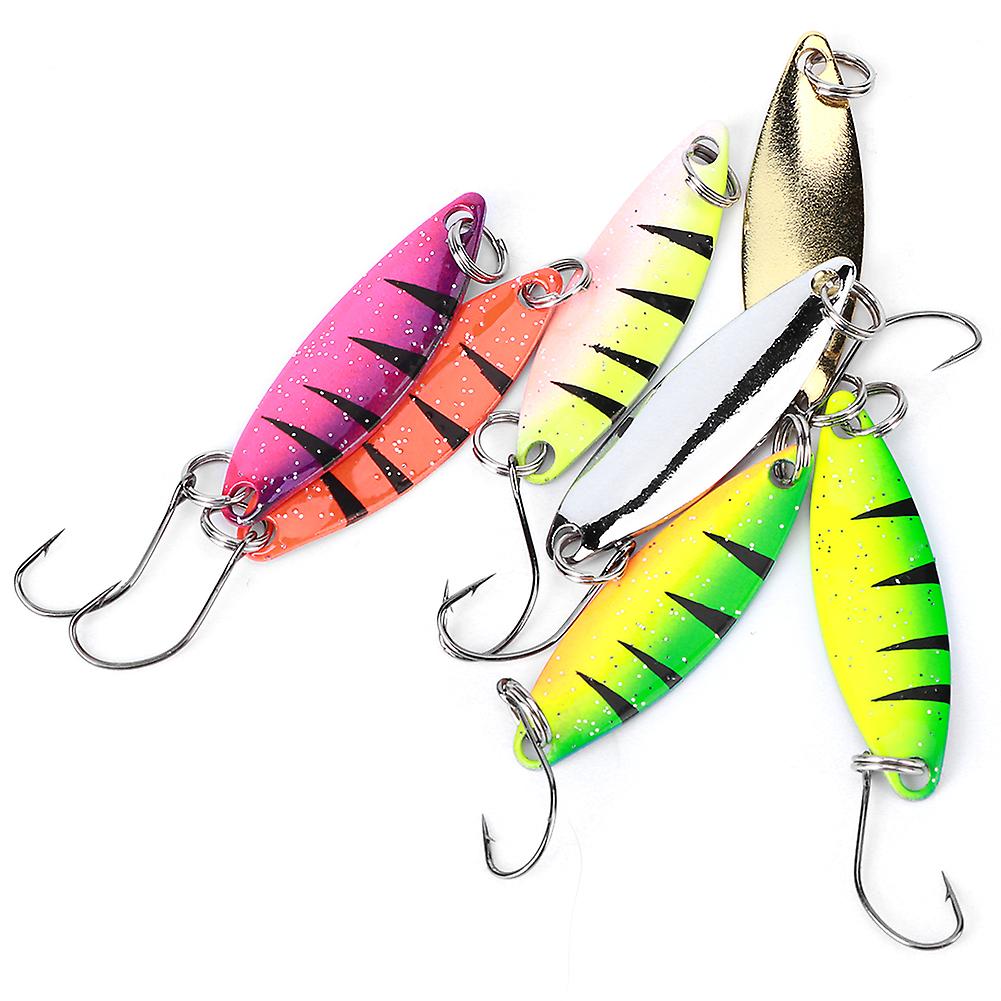 7pcs Multicolor Sequin Single Hook Metal Artificial Spoons Lure Bait Fishing Tackle