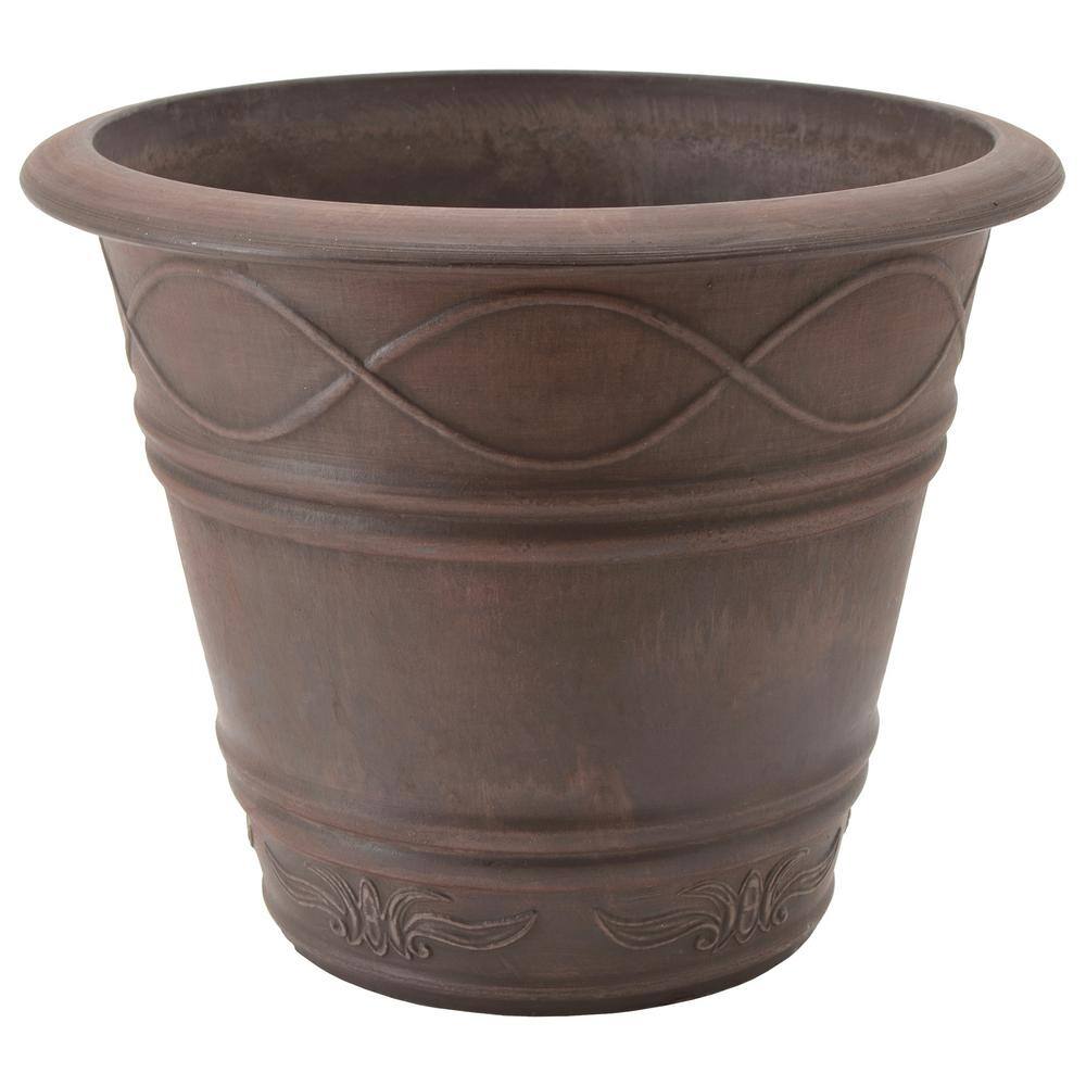 Arcadia Garden Products Western Weave 14-1/2 in. x 11 in. Chocolate Composite PSW Pot ME36C