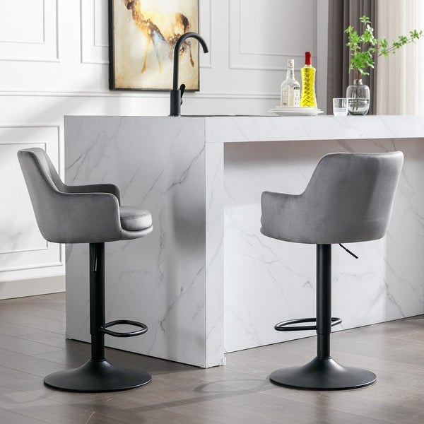 2Pcs Adjustable Barstools with Back and Footrest， Kitchen Counter Height Bar Chairs