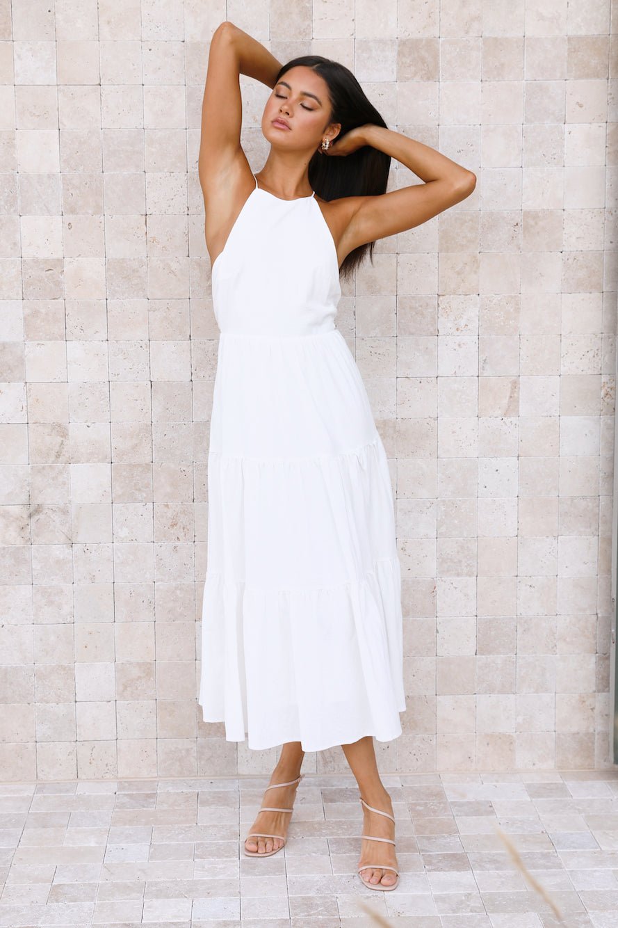 Rosy Cheeks Maxi Dress White