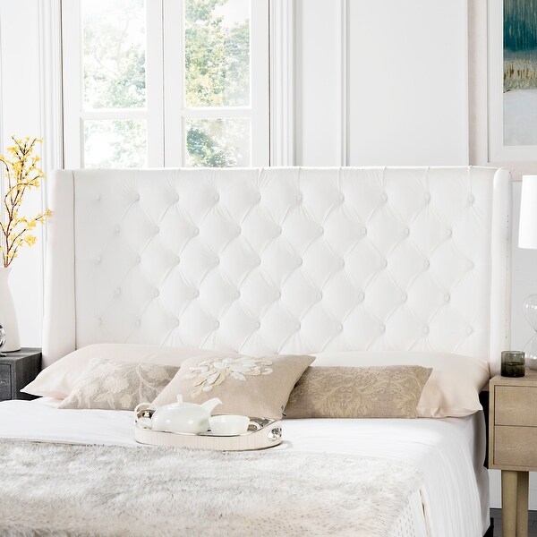 SAFAVIEH London White Tufted Winged Headboard (Queen) - - 14428221