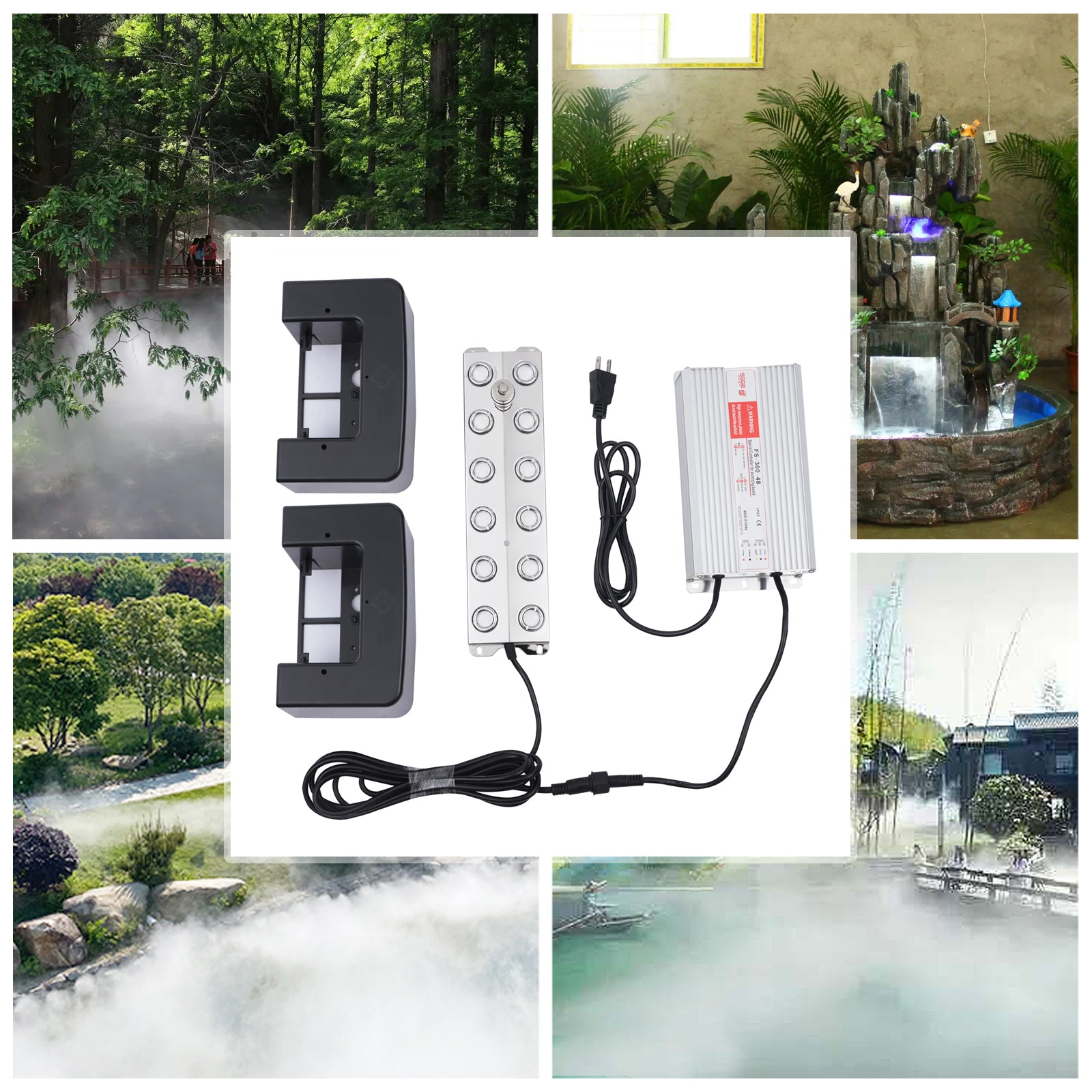 Miumaeov Ultrasonic Mist Maker 12 Head Pond Fogger 11.02LBS/H Fog Mister Humidifier with A Buoy and 300W Power Supply for Garden Mycology Mushroom Chamber Halloween Decoration