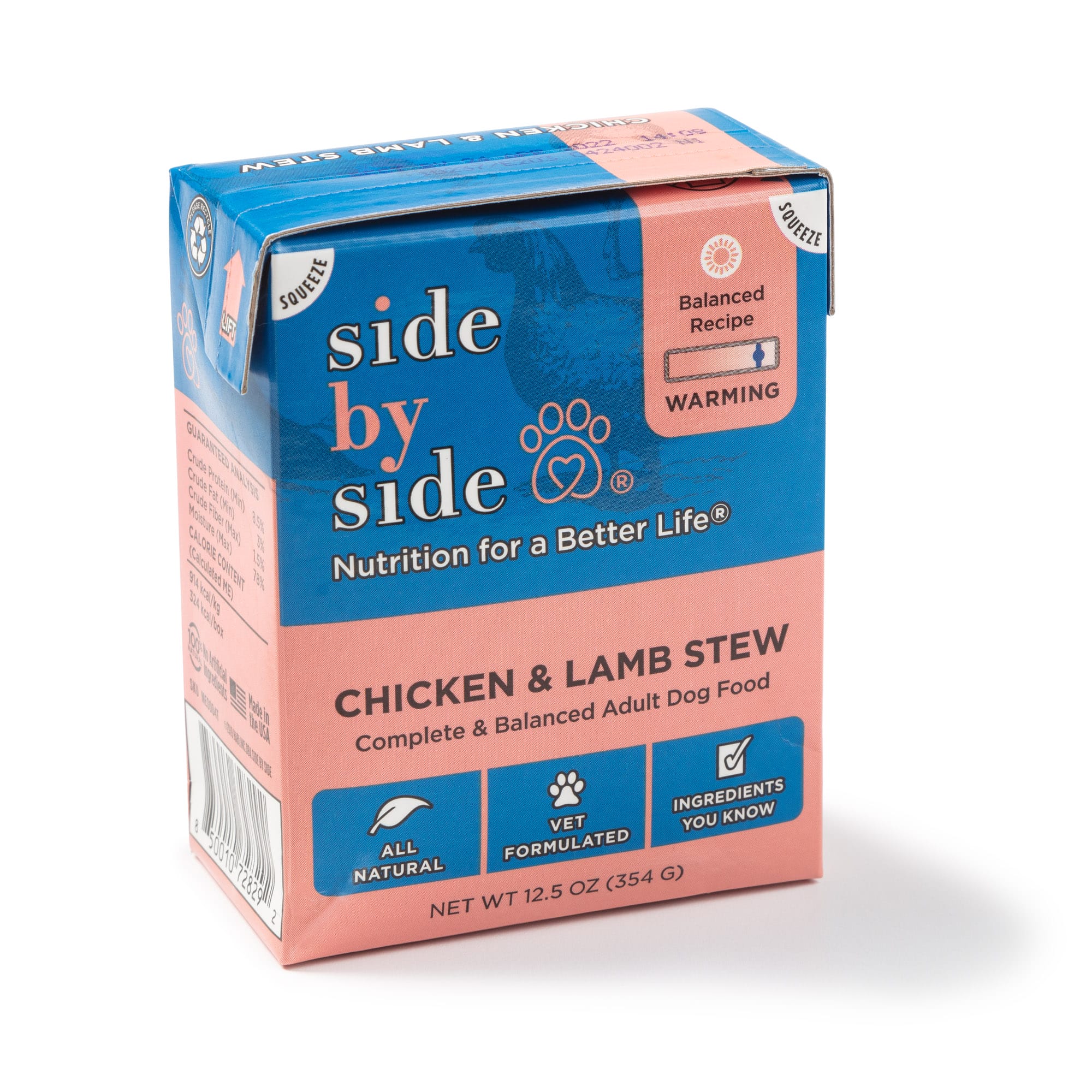 Side By Side Warming Chicken and Lamb Hearty Tetra Stews For Dog