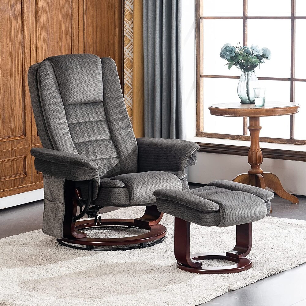 Mcombo Recliner Chair with Ottoman  Fabric Massage Swivel Chair 9099