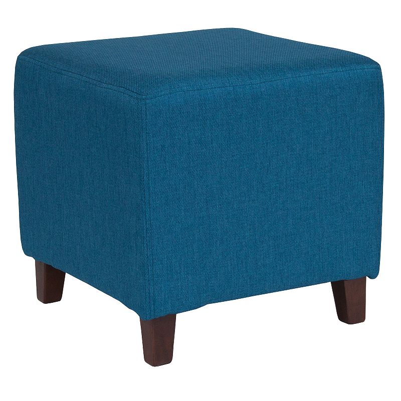 Emma and Oliver Taut Upholstered Cube Ottoman Pouf in Black Fabric