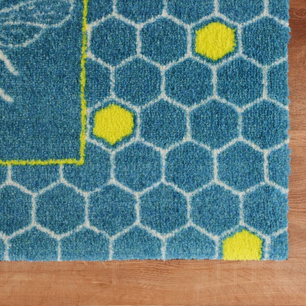 2 x27 x3 x27 Colorstar Bee Hex Door Mat Teal Bungalow Flooring