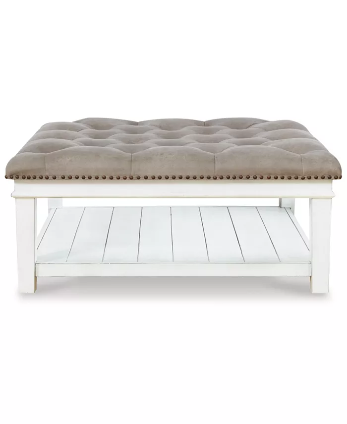 Signature Design By Ashley 18.5 Wood Upholstered Ottoman Coffee Table