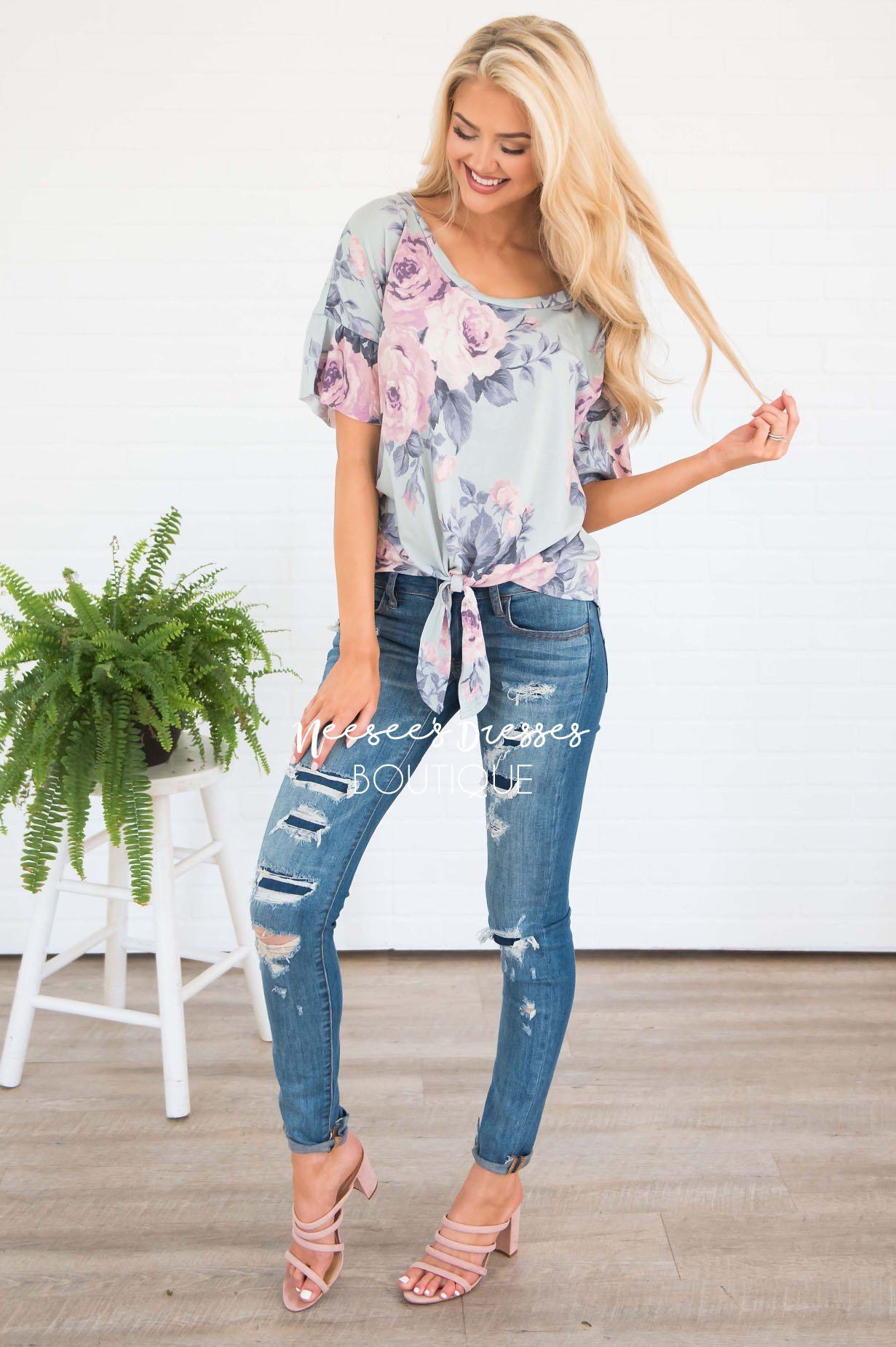 In Full Bloom Front Tie Top