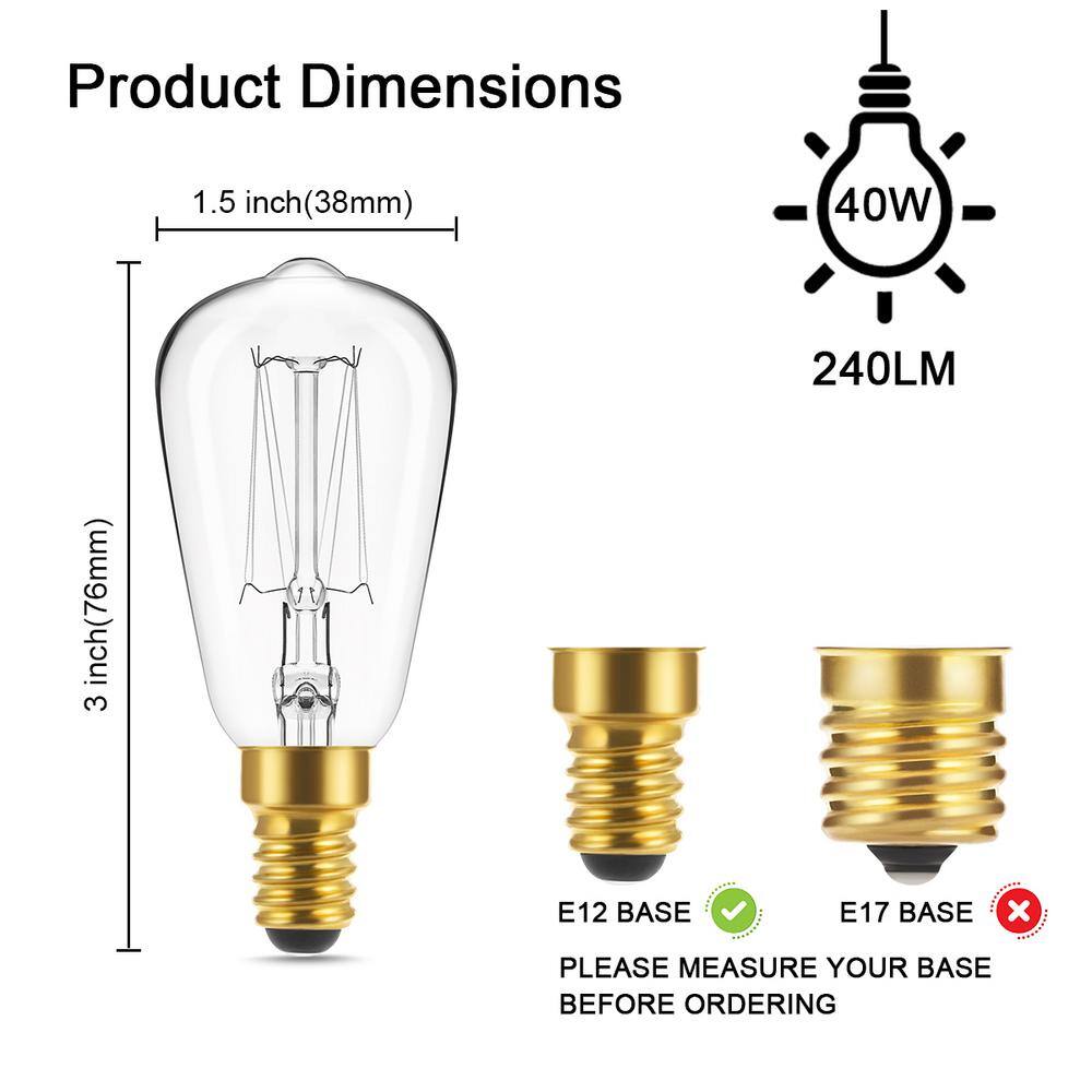 YANSUN 40-Watt ST40 E12 Edison Incandescent Dimmable Light Bulb in Warm White 2700K(6-Pack) H-FB02304DW6E12-4