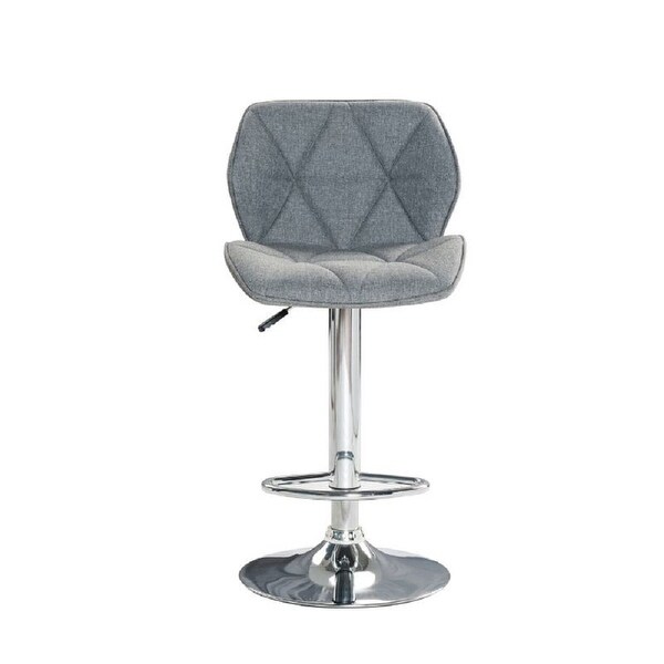 Modern Stool Fabric Upholstered With Stainless Steel Frame， Adjustable Height. Set Of 4 - Grey