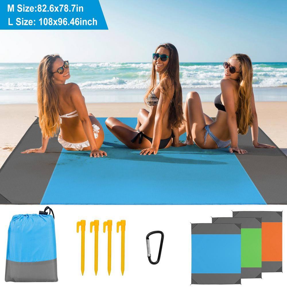 Afoxsos 78.7'' x 82.6'' Blue Sand Proof Picnic Blanket Water Resistant Foldable Camping Beach Mat HDDB1339