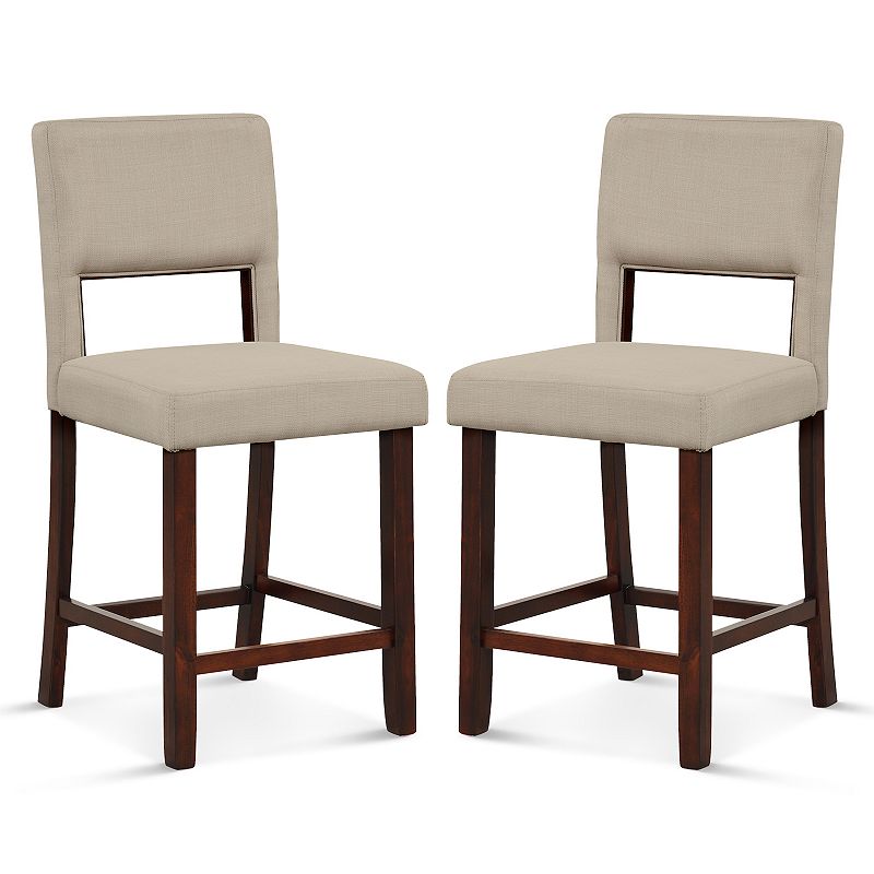 2 Piece Bar Chair Set with Hollowed Back and Rubber Wood Legs