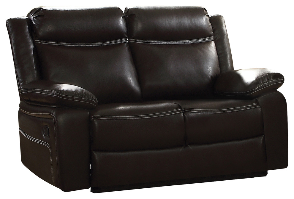 Acme Corra Reclining Loveseat  Espresso Faux Leather   Contemporary   Loveseats   by Acme Furniture  Houzz