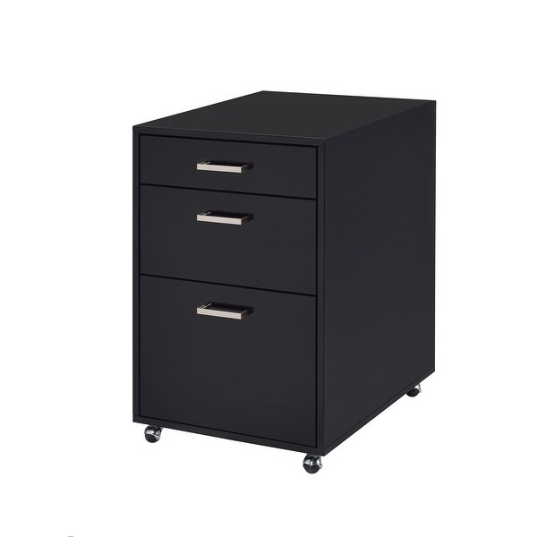 File Cabinet， Black High Gloss and Chrome