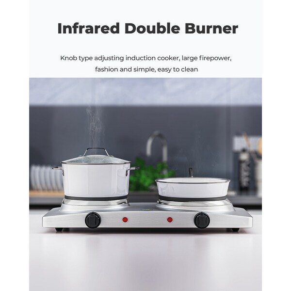 1800W Double Hot Plate Electric Countertop Burner - 19