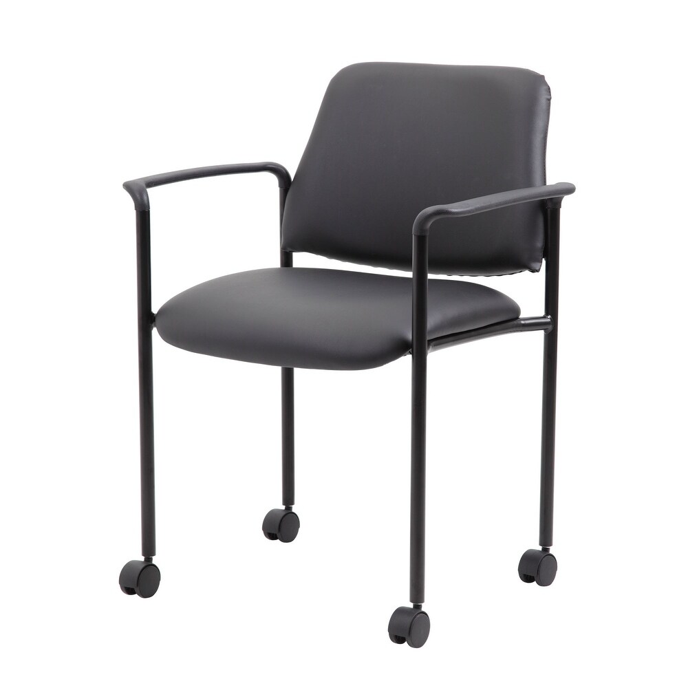 Boss Square Back Diamond Stacking Chair with Arm in Black Caressoft