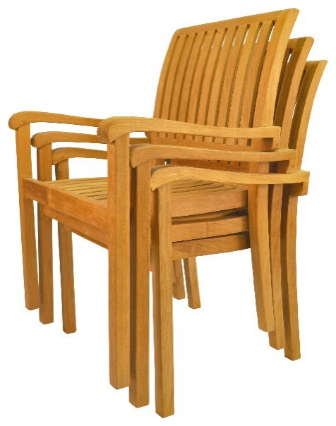 Anderson Teak CHS 055 Aspen Stackable Armchair  Fully Built   Transitional   Outdoor Dining Chairs   by Virventures  Houzz