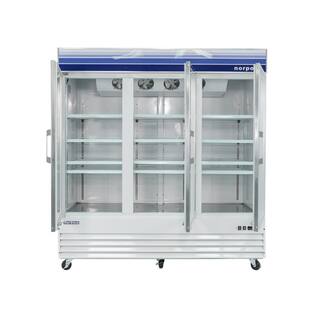 Norpole 78 in. W 53 cu. ft. 3 Glass Door Reach-In Commercial Refrigerator in White NPGR3-S