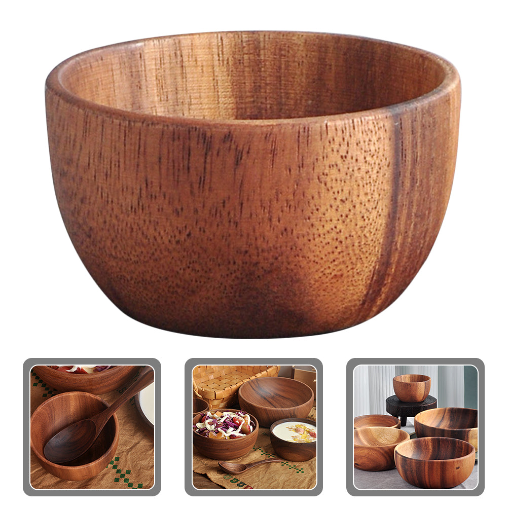 HOMEMAXS Household Wooden Bowl Salad Bowl Decorative Fruits Bowl Natural Wood Bowl Wooden Salad Bowl