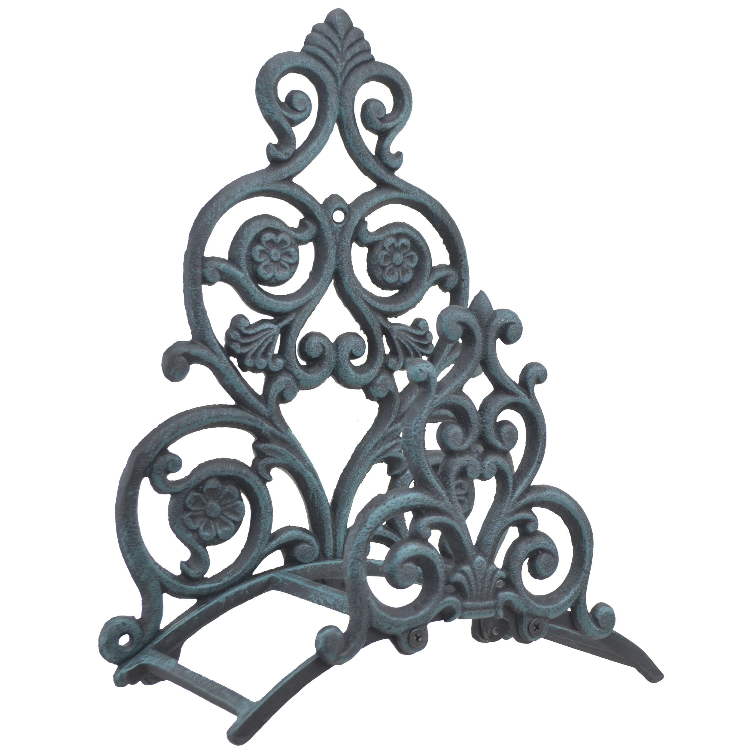 Floral and Spade Garden Hose Holder - Verdigris Cast Iron - 13.25