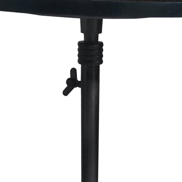 Aluminum Frame Round Side Table with Marble Top and Adjustable Height， Black