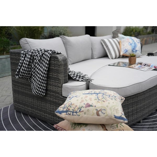 4-piece Patio Wicker Daybed Set with Side Table - Overstock - 19209038