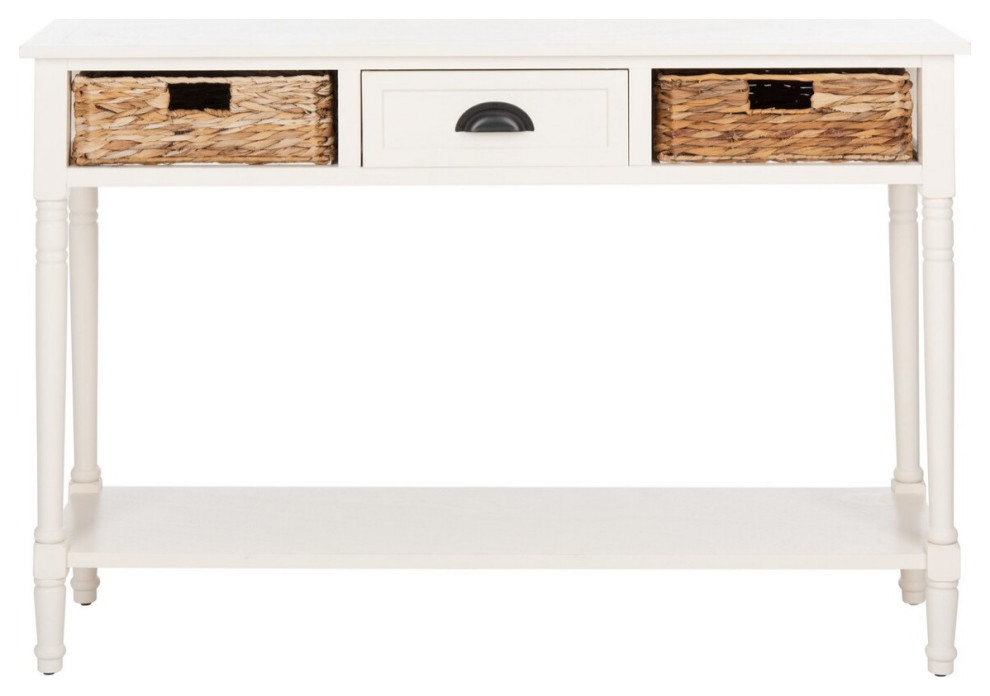 Marissa Console Table With Storage Distressed White   Traditional   Console Tables   by V.S.D Furniture  Houzz