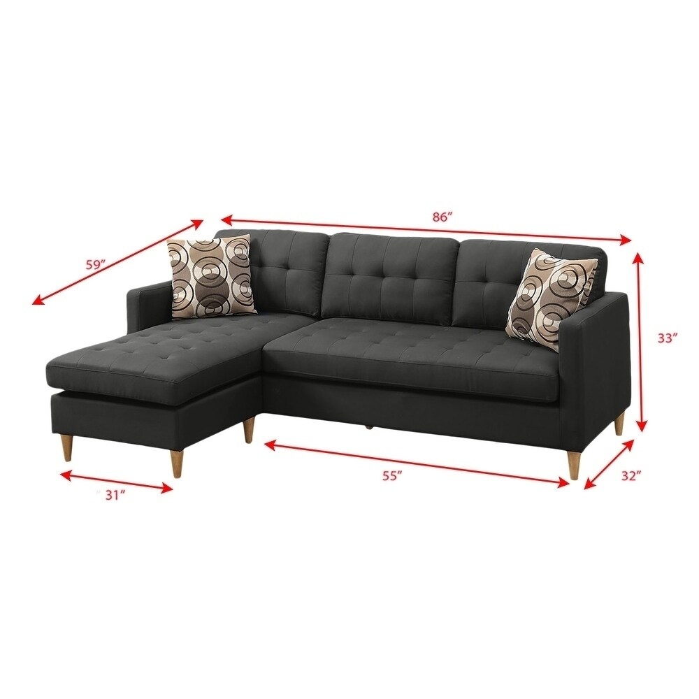 Reversible Sectional Sofa Set with 2 Accent Pillows