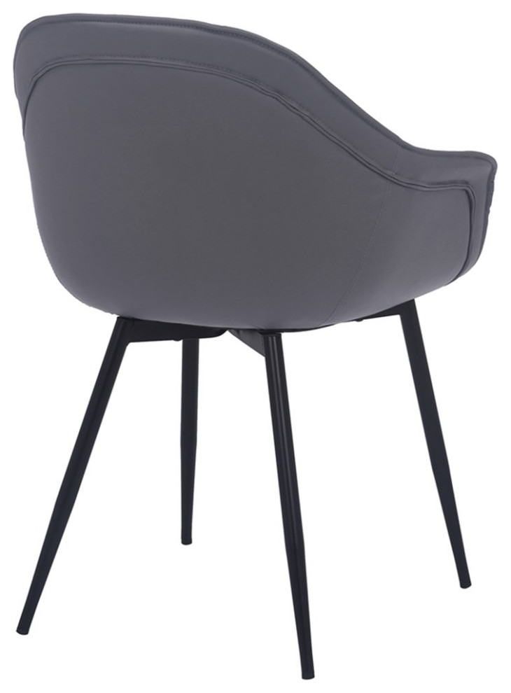 Armen Living Clover 18 quotFaux Leather/Metal Dining Room Chair in Gray/Black   Dining Chairs   by Homesquare  Houzz