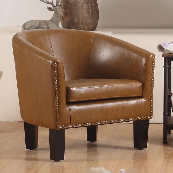 Isabela Faux Leather Barrel Accent Club Chair by Moser Bay