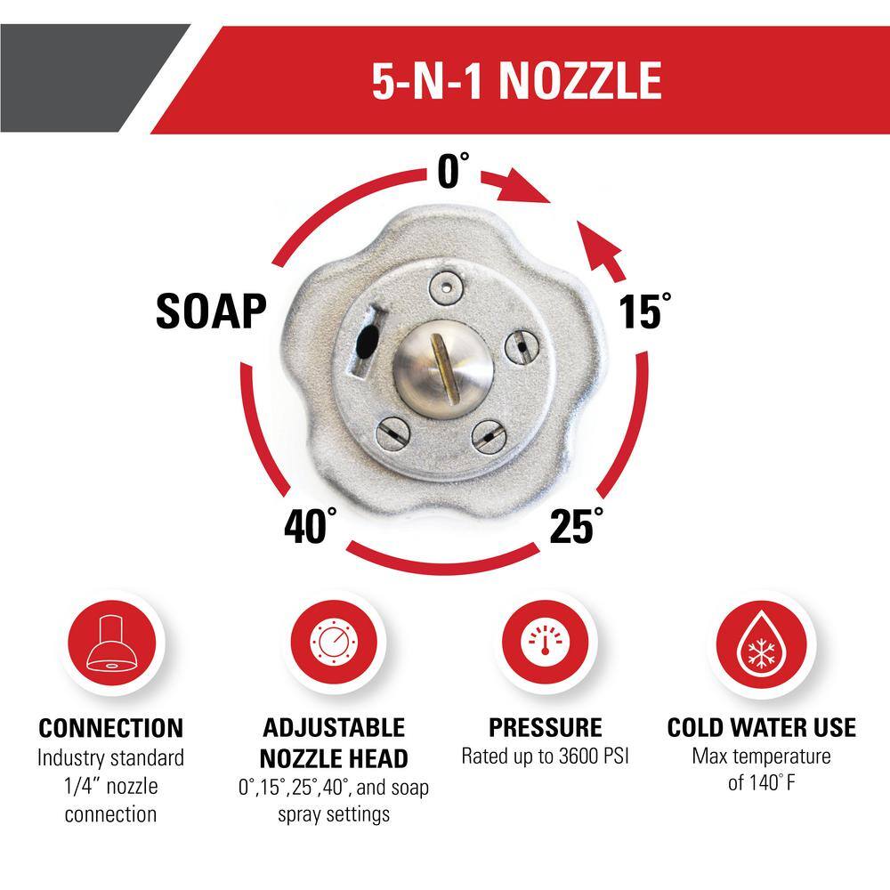 SIMPSON Universal 5-N-1 Nozzle with QC Connections for Cold Water 3600 PSI Pressure Washers 80142