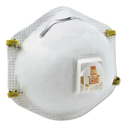 3M Particulate Respirator w/Cool Flow Exhalation Valve， Standard Size， 10/Box (8511)