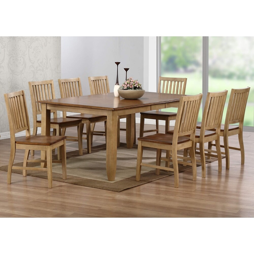 Brook 60 in. Rectangle Distressed Two Tone Light Creamy Wheat with Warm Pecan Brown Wood Dining Table (Seats 8)