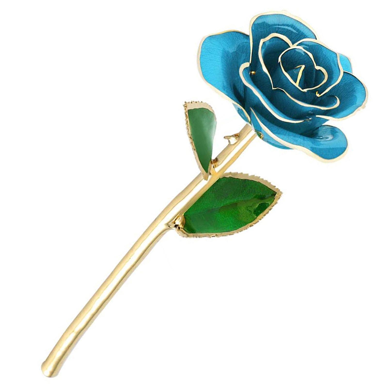 24k Goldplated Rose Flower Sky Blue For Valentine's Day Decorations Ornaments Crafts