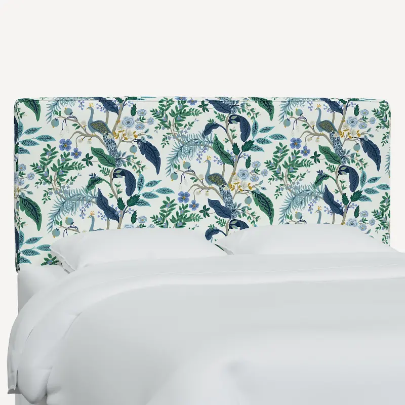 Rifle Paper Co Elly Blue Peacock Twin Headboard