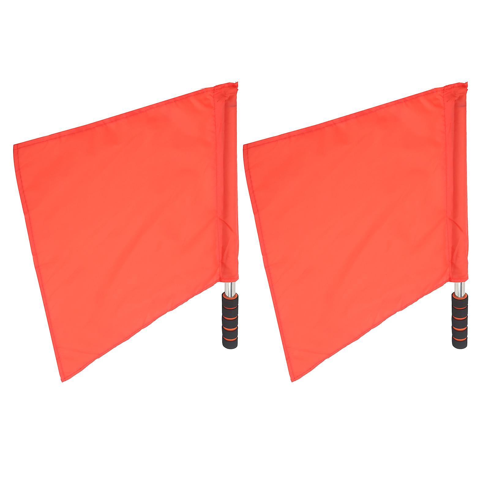 2pcs Referee Official Flags Stainless Steel Pole Sports Competition Linesman Hand Flagred