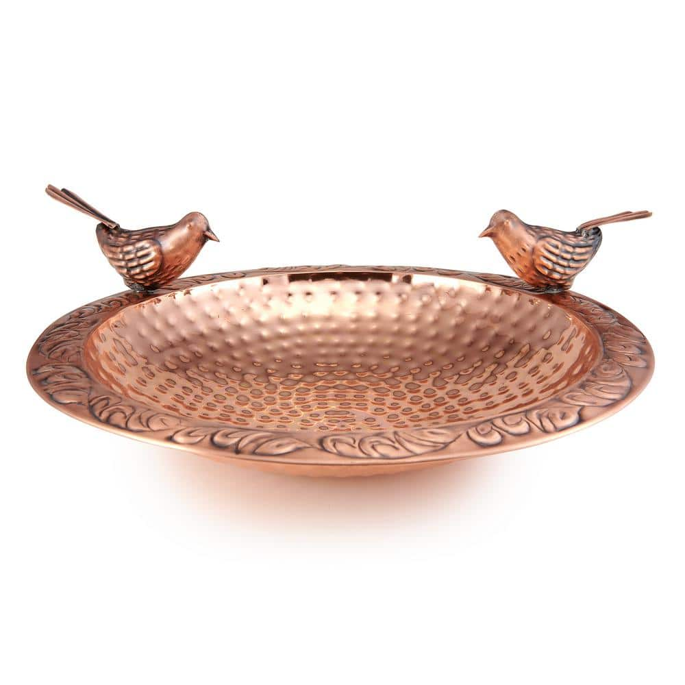 Good Directions Pure Copper Birdbath， Featuring Two Copper Birds and a Multi-Pronged Garden Pole， BBG-1