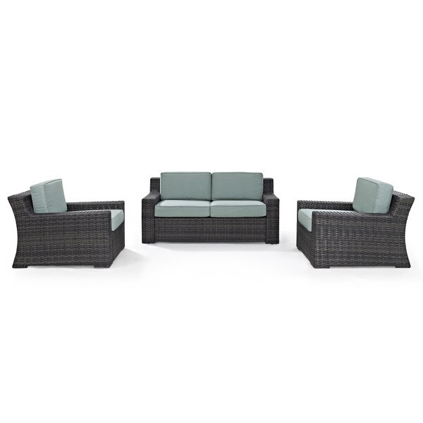 Beaufort Wicker Outdoor 3piece Outdoor Seating Set with Mist Cushions