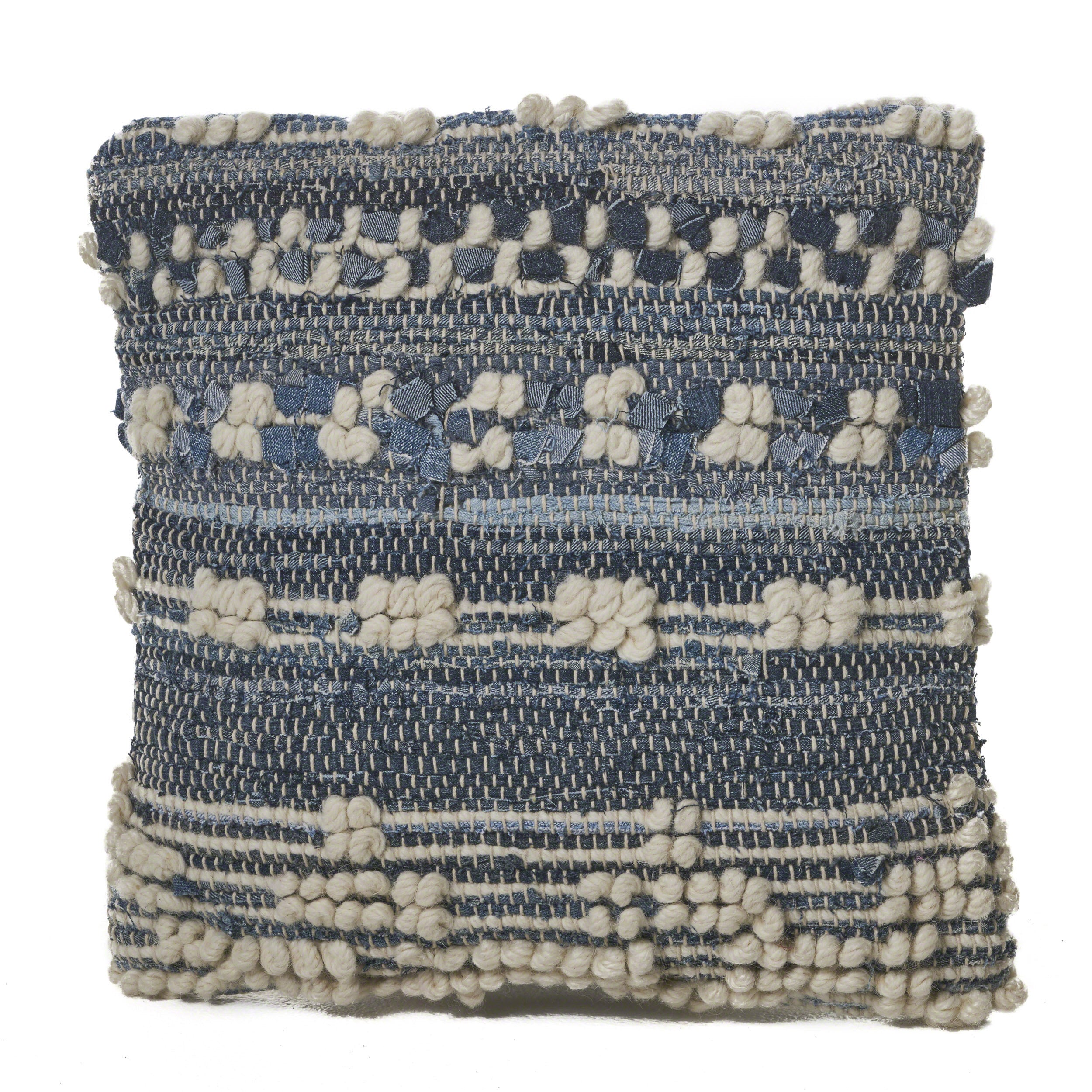 Storey Handcrafted Boho Denim and Fabric Pillow