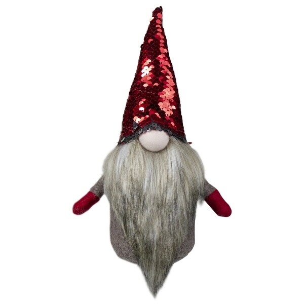 Gnome with Beard and Flip Sequin Hat Christmas Figure