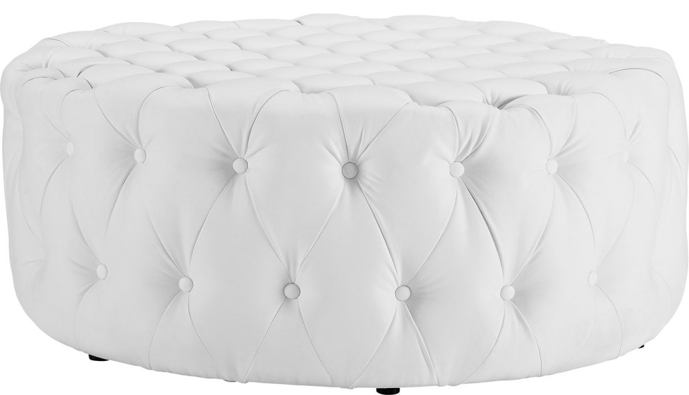 Nevaeh Upholstered Vinyl Ottoman   Contemporary   Footstools And Ottomans   by HedgeApple  Houzz