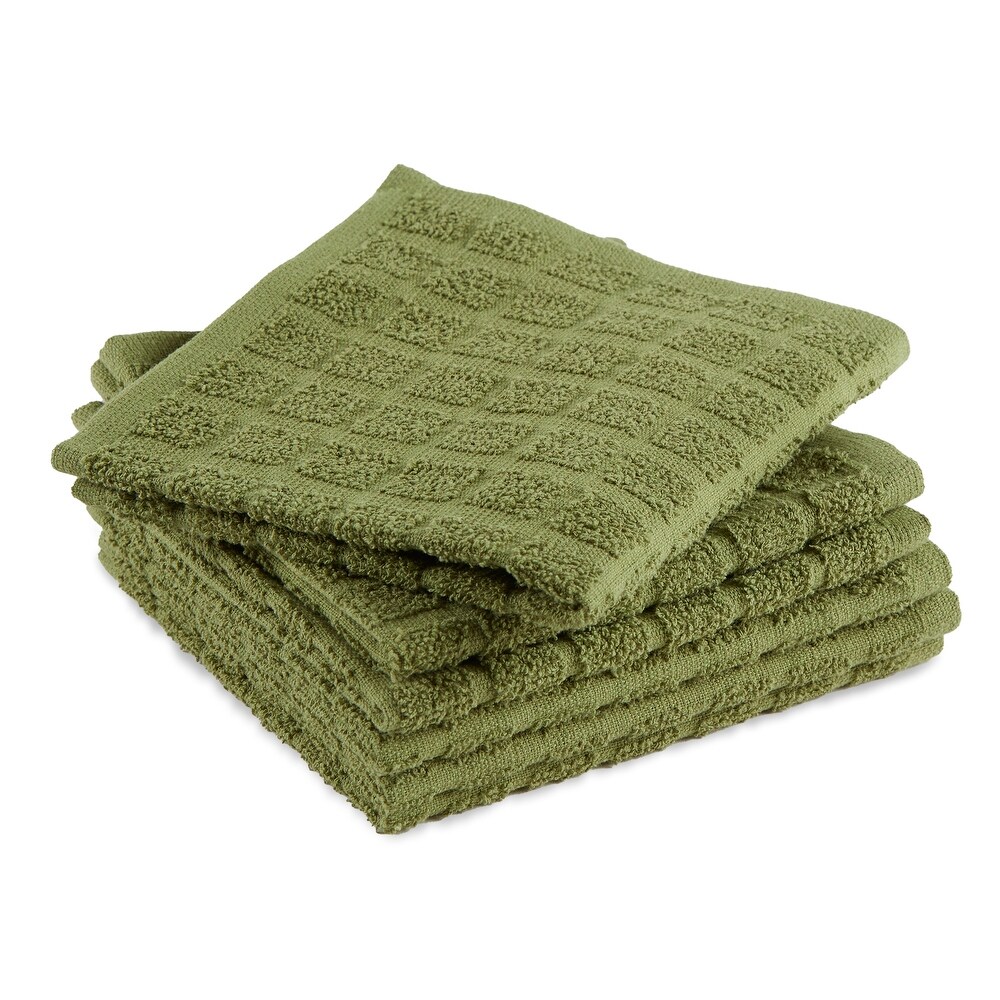 DII Solid Windowpane Terry Dishcloth Set of 6