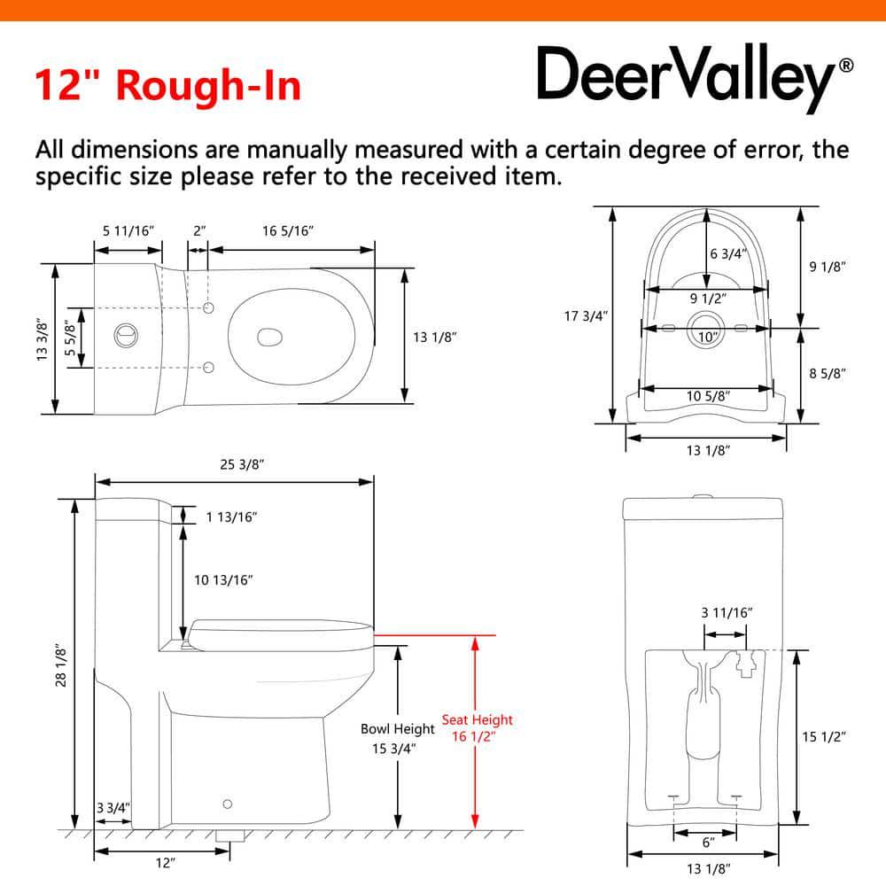 DEERVALLEY Liberty 1Piece 08128 GPF Dual Flush Elongated High Efficiency Toilet in White Seat Included