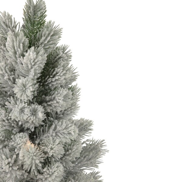 16 LED Lighted Mini Frosted Pine Christmas Tree in Cement Base