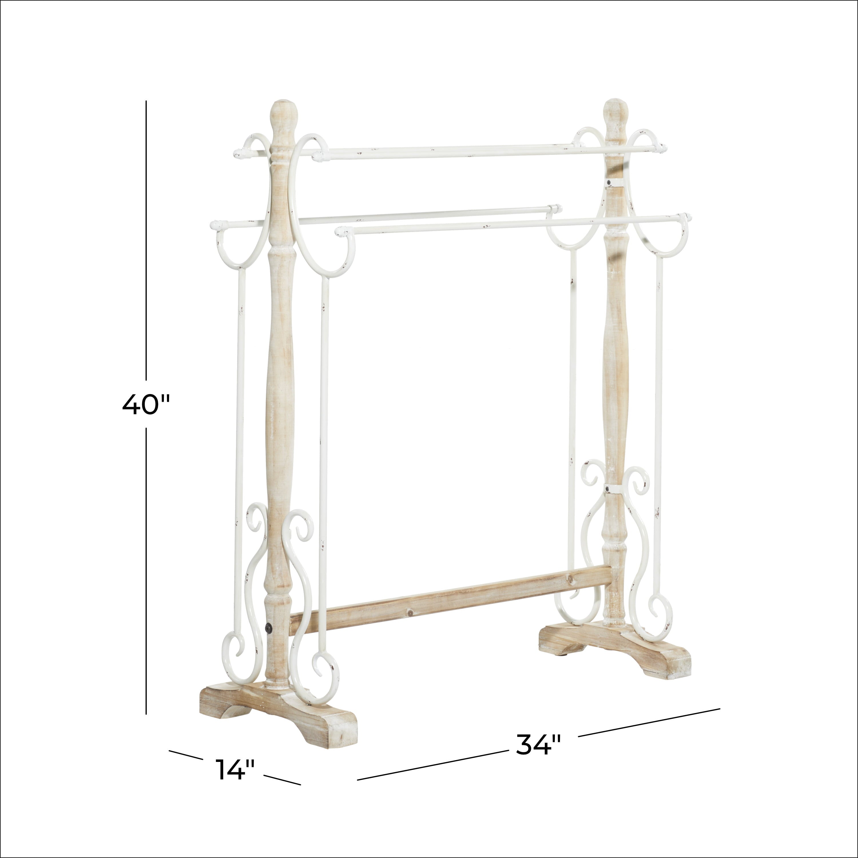 DecMode 4 Shelves Light Brown Wood Scroll Quilt Rack