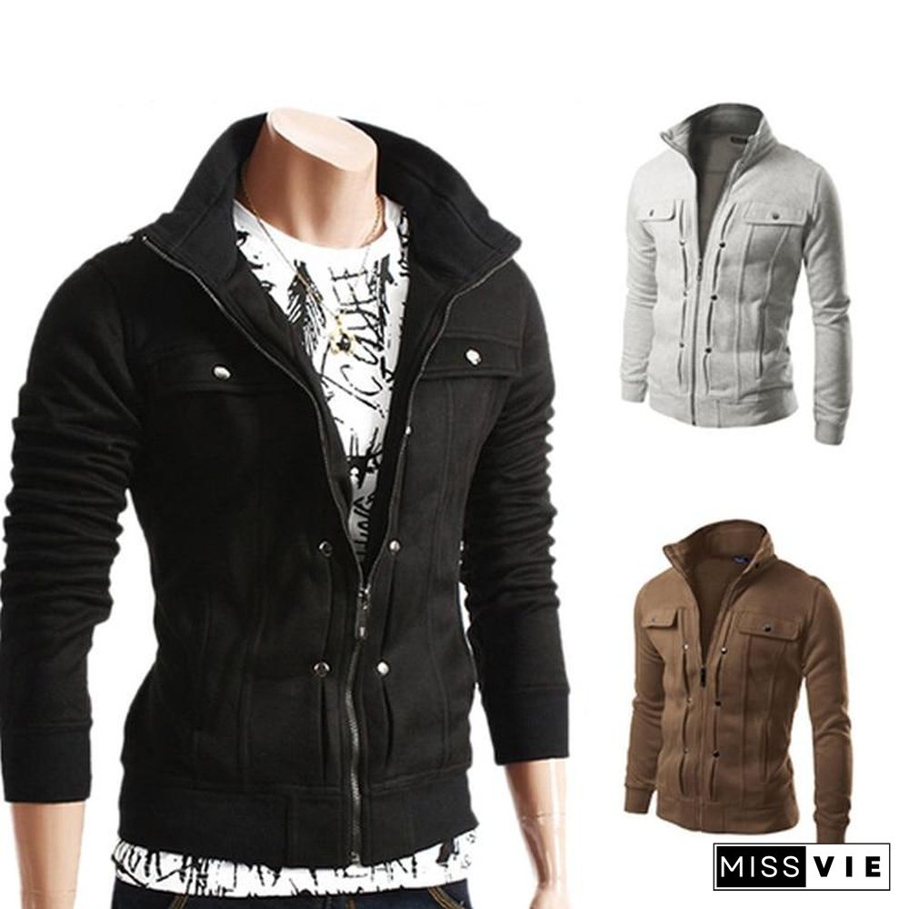 Quality Brand Button JACKET COAT Men Fashion Tracksuit Sweatshirt Male Cardigan