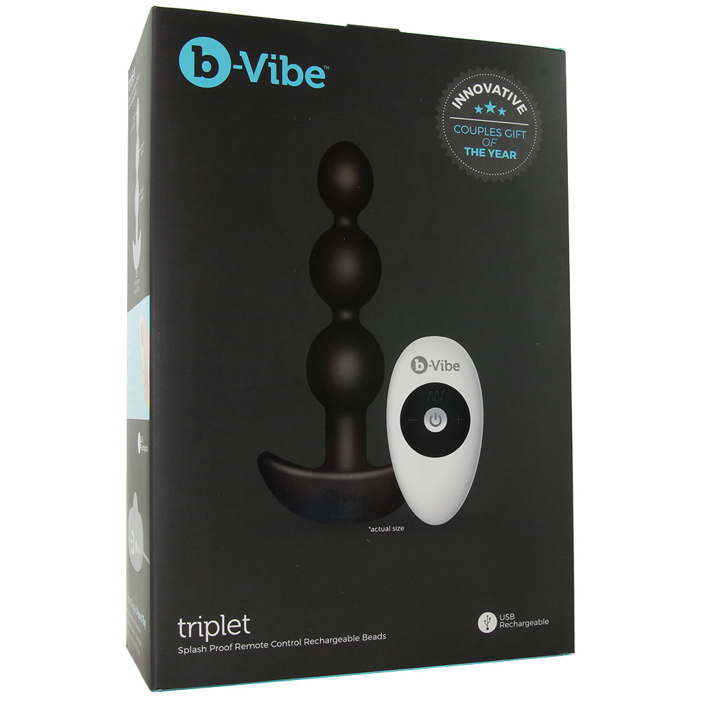 Triplet Remote Vibrating Beaded Plug in Black